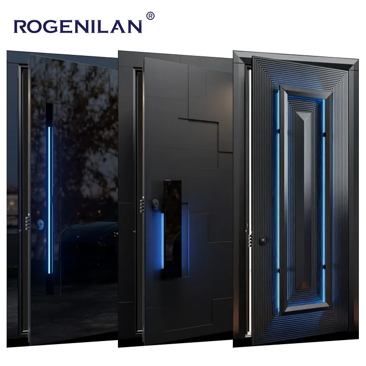 ROGENILAN House Durable Main Doors Designs Aluminum With Glass Aluminium Doors And Windows Dubai Wrought Iron French Door