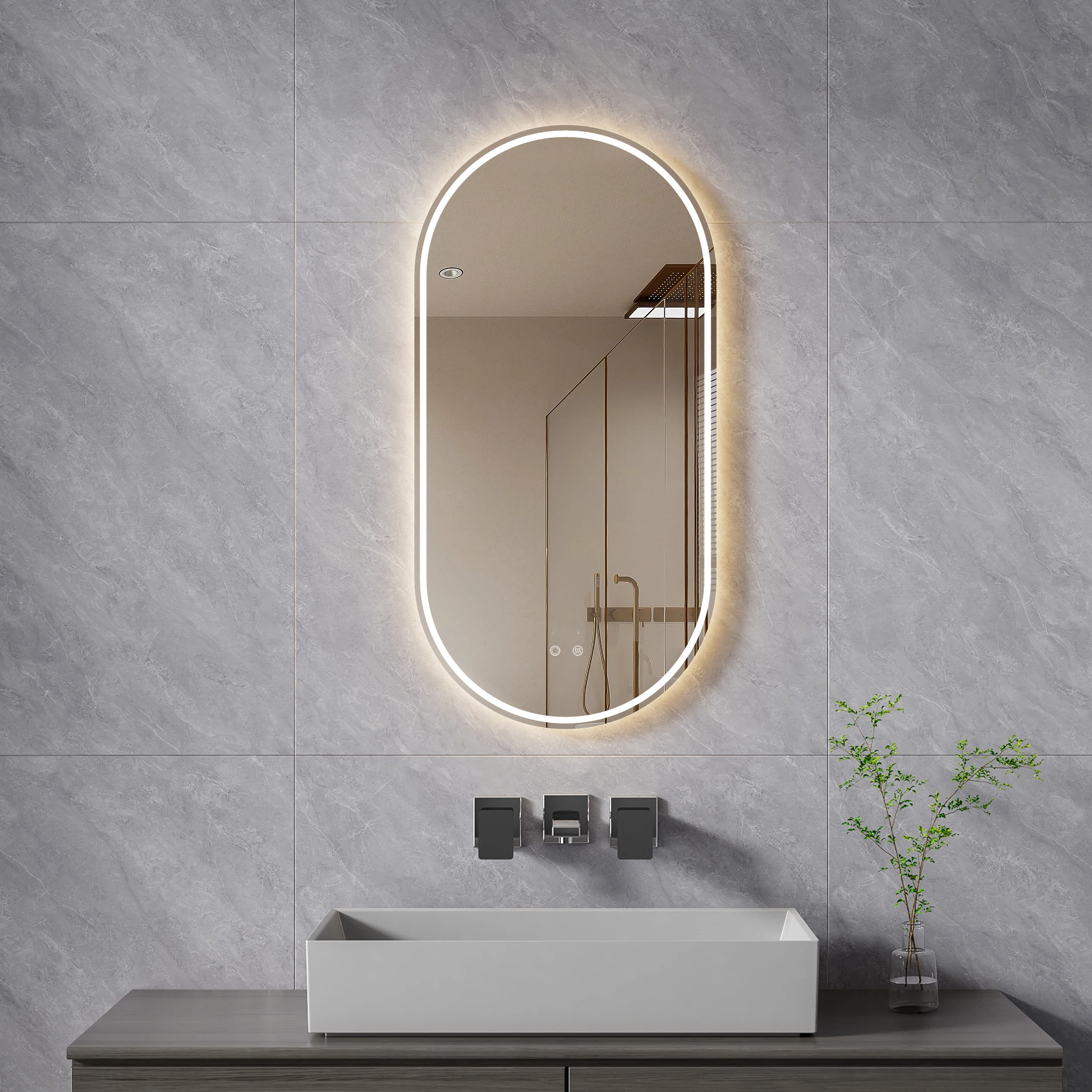 Oval shape anti fog smart wholesale vanity frameless wall manufacturers led light hotel mirror bathroom oval