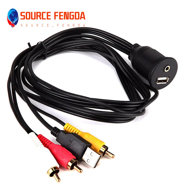 USB 2.0 & 3 RCA Male to 3.5mm USB Female Car Mount Flush Cable RCA USB 3.0 Flush Mount Extension Cable for car audio