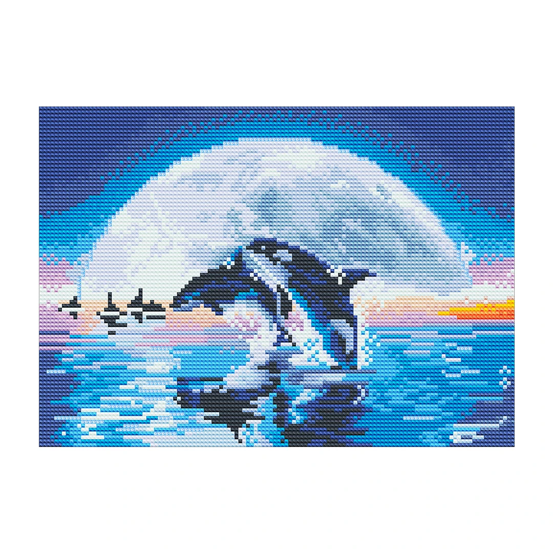 9D DIY luminous Fluorescent Diamond Painting Animal Dolphin for kids animal diamond Art paintings