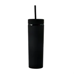 16oz 500ml Water  Coffee Drinking Double Wall Acrylic Plastic Cups Matte Printing Plastic SlimTumbler with Lid and Straw
