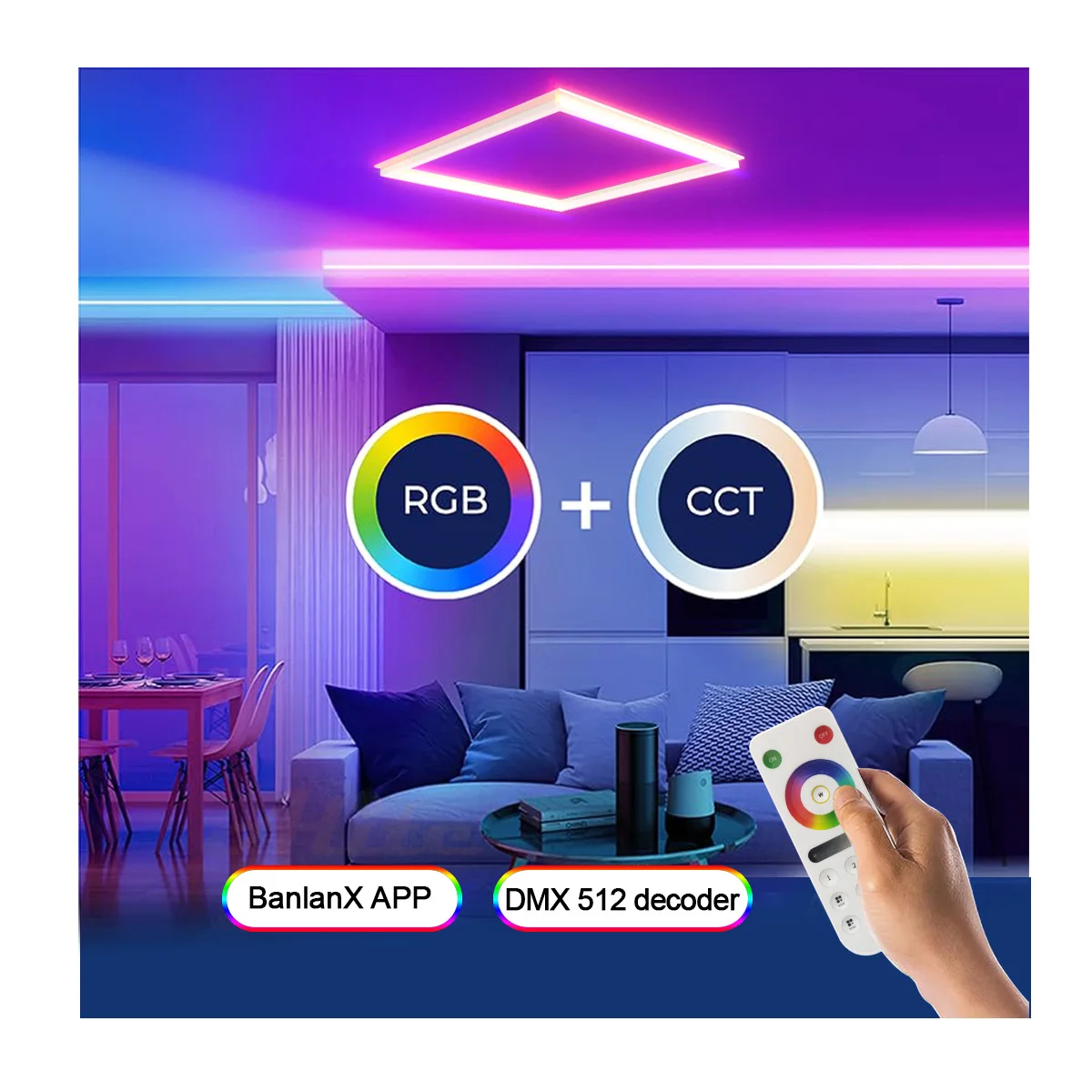 2x2 2x4 CCT настраиваемый Регулируемый светодиодный встраиваемый RGB рамка панели света
