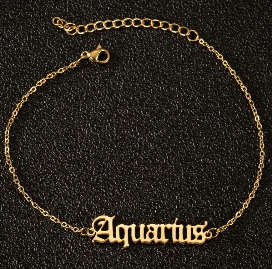 18K Gold Plated Anklet in Bulk Gift Feet Jewelry Anklet Stainless Steel Zodiac Anklet
