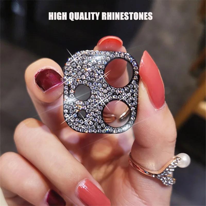 Shiny Bling Diamond Camera Lens Protector Case for IPhone 13 12 Mini 11 Pro Max Rhinestone Glitter Metal Screen Film