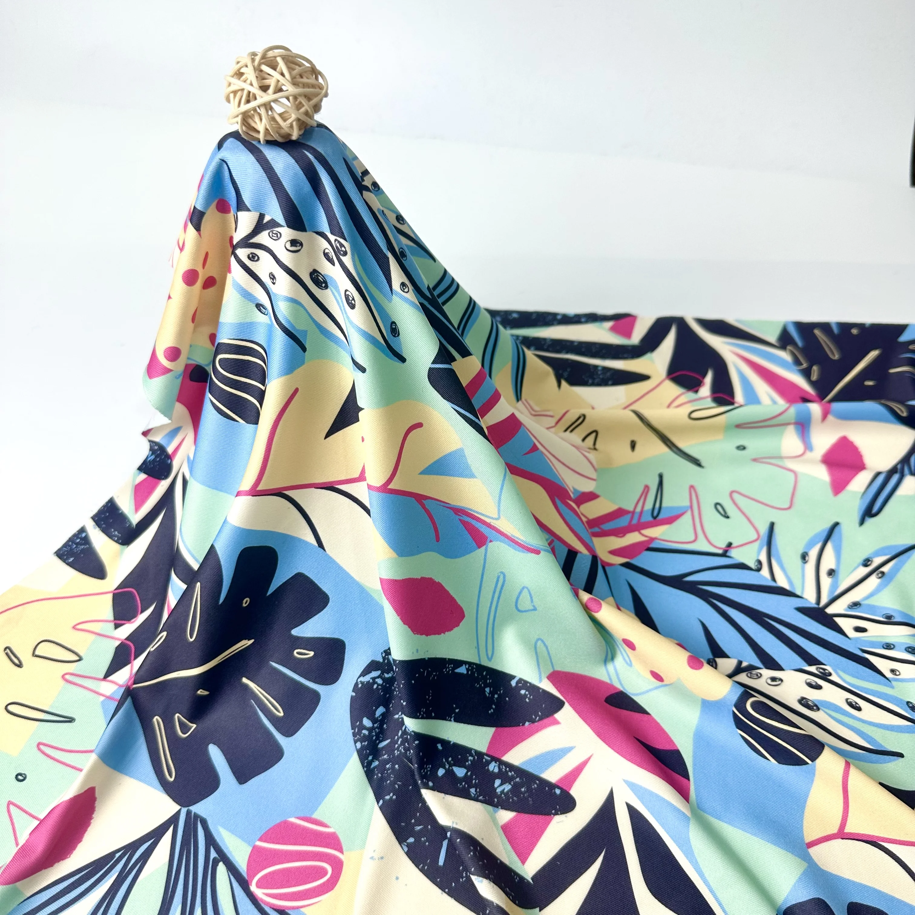 High Quality Milk Silk Fiber Digital Print Polyester Spandex Fabric With Good Elasticity For Skirt