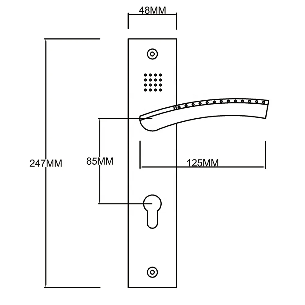Popular panel locks on the market,Aluminium handle with iron plate,Middle door lock hardware