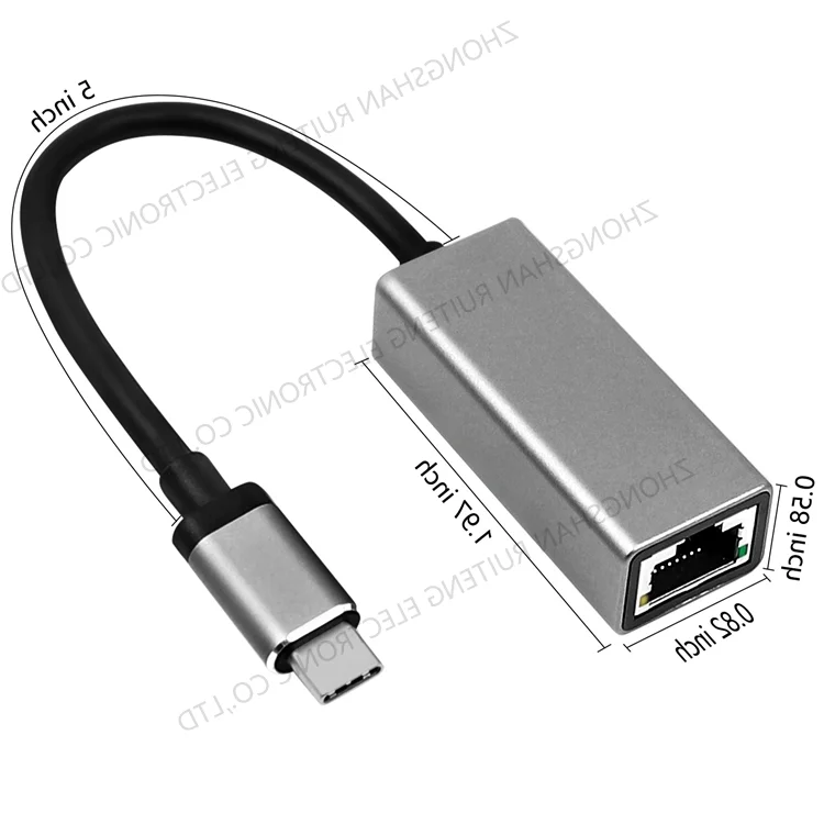 1000Mpbs USB-C to RJ45 Gigabit Ethernet Adapter Network Adapter for phone router laptop outlet tablet