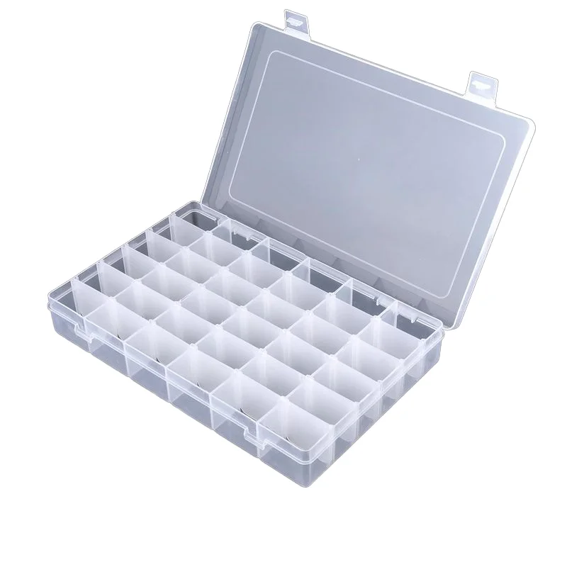 Hot sale 36 compartment plastic storage bead box makeup earring jewelry storage box detachable design