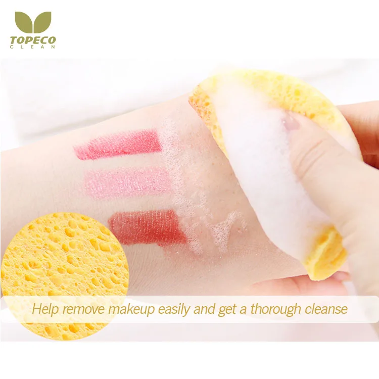 Topeco Compressed Natural Cellulose Facial Wipe Bath Sponge Super Water Absorption Eco Friendly Cellulose Facial Sponge