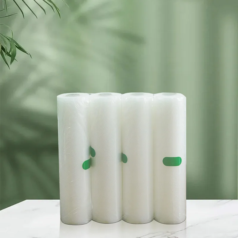 Durable Food Grade Flat Clear Continuous Roll On Vacuum PE Plastic Poly Food Bags for Supermarket Fruit and Vegetable