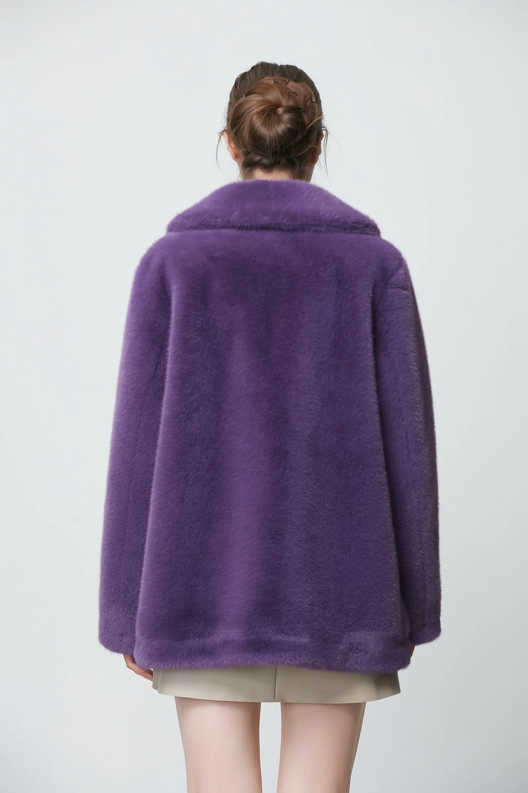 Wholesale New Materials Solid Mid Length Faux Mink Fur Coat Full Sleeve Real Feeling Mink Fur Coat Parka