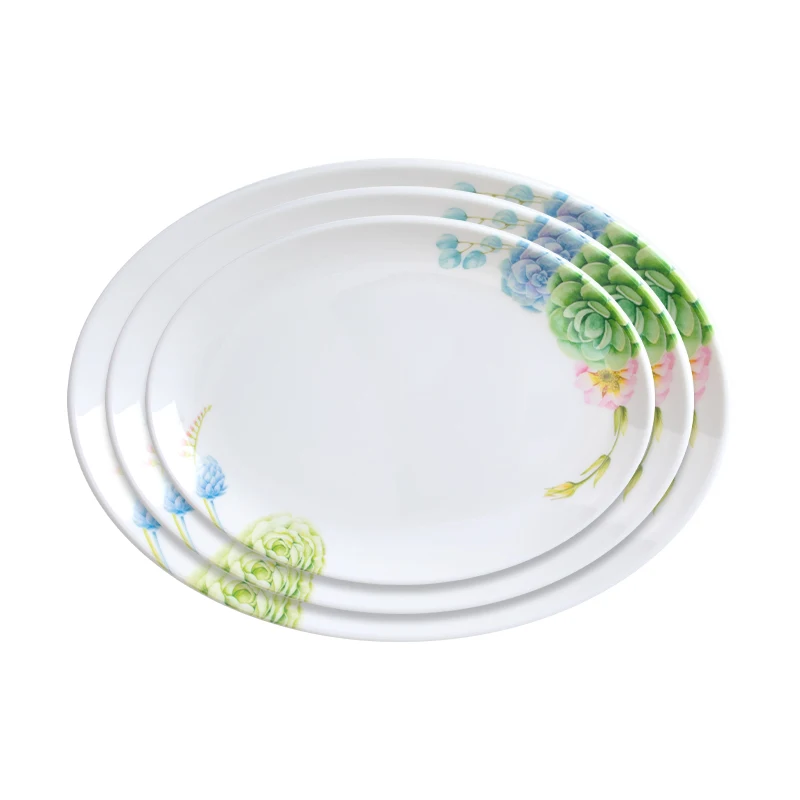 Supermarket Hot Sale Floral Pattern White Fish Shaped Plates Melamine Dinner Plate - Country Rose