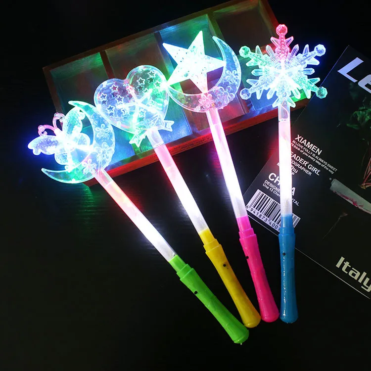 LED Light Up Frozen Snowflake Wands Glow Sticks Toys for Kids Christmas Birthday Costume Princess Party Decoration Supplies