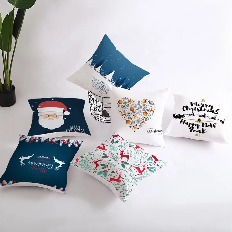 Wholesale Digital Printing Custom Print Christmas Decoration Pillow Case Pillow Cover Cushion Cover