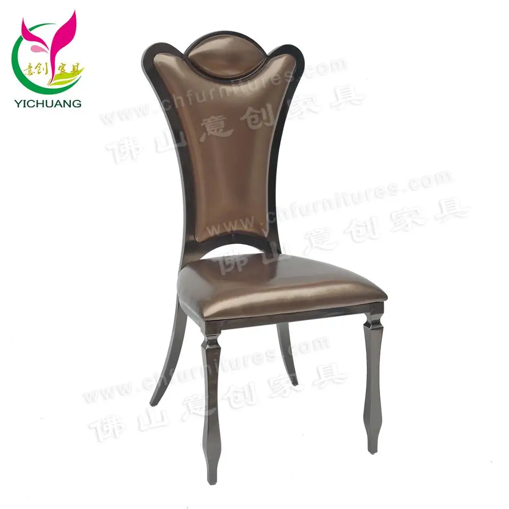 коричневый винил Нержавеющая Сталь современная кожа обеденный стул, свадебные события партии стул для напрокат