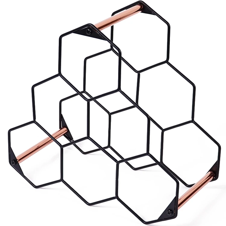 Honeycomb Style 6 Bottles Metal Standing Wine Rack Holder
