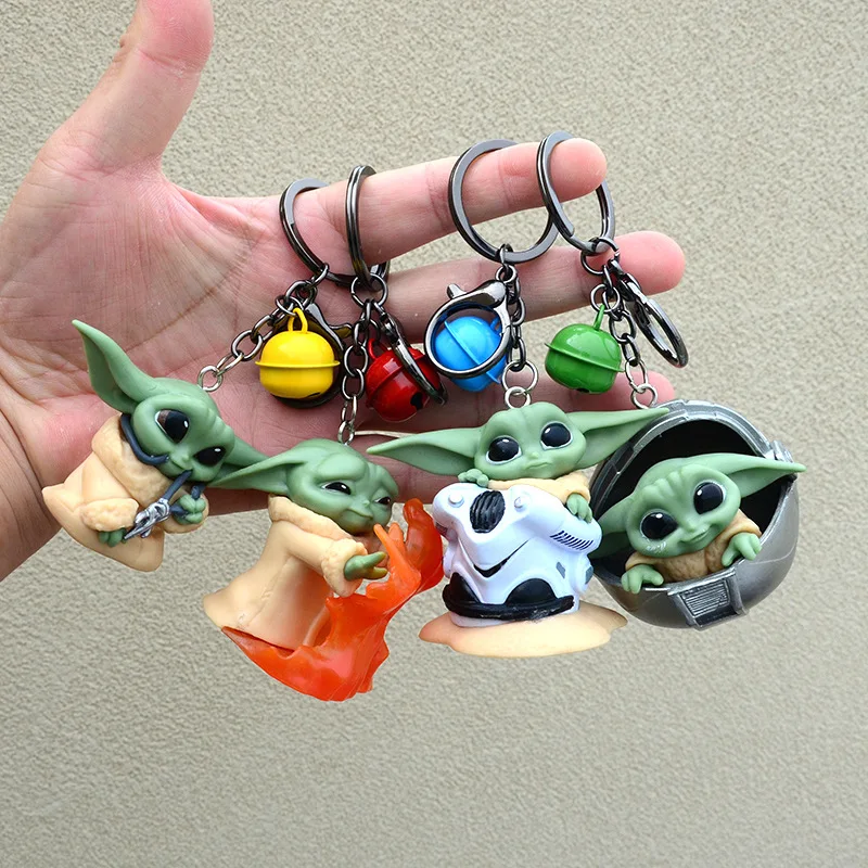 New 4 pieces/set Star Warss keychain Yoda Baby keychain high quality Yoda 3D keychain