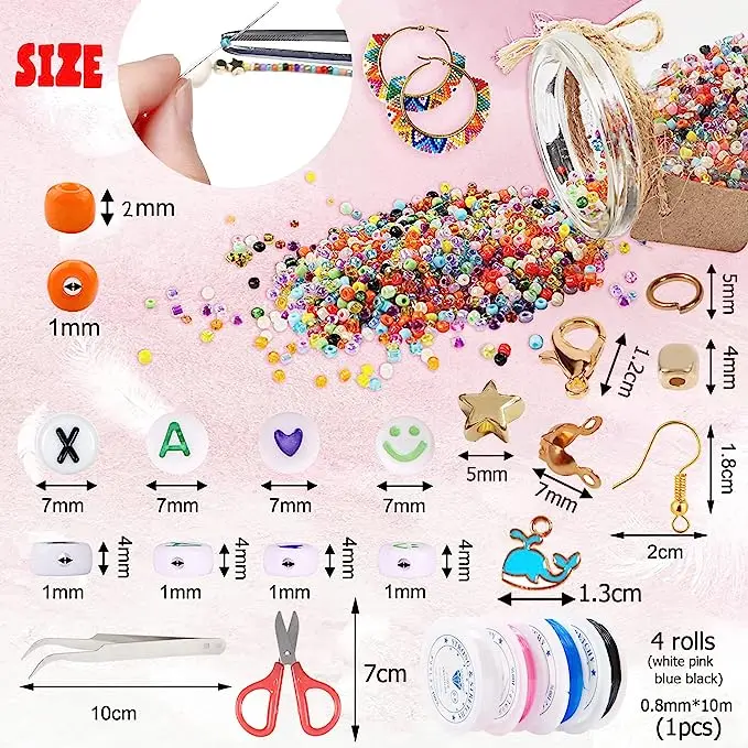 43200pcs 72 Colors 2mm Glass Seed Beads For Bracelet Making Kit Small Beads For Jewelry Making With Letter Beads For Crafts Gift
