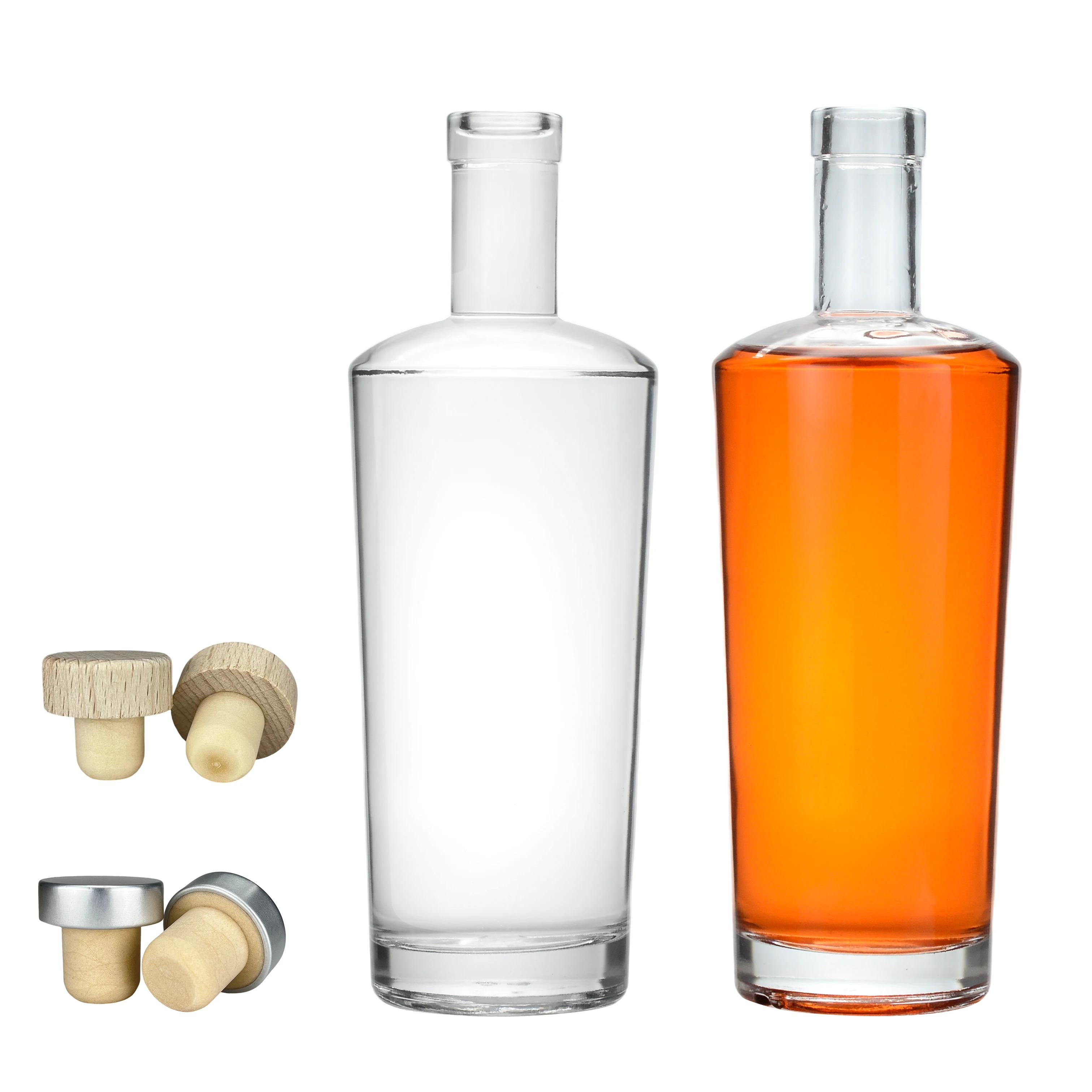 Wholesale 500ml 700ml 750ml Custom Shape Glass Bottles for Wine Whisky Beer Packaging for Rum Vodka Brandy Whiskey Brands