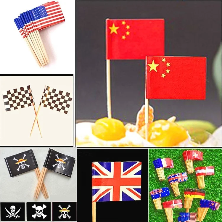 65mm toothpicks with flag for independence day patriotic cupcake decoration