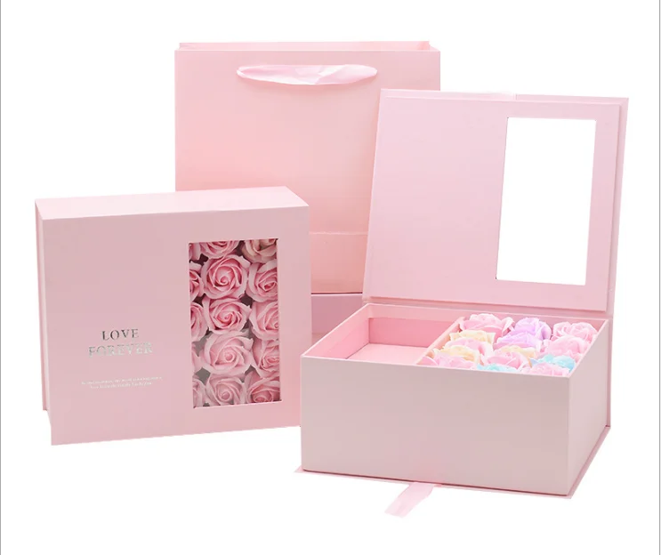 Creative hot selling soap rose flower gift box creative wholesale luxury valentine set gift box mothers day