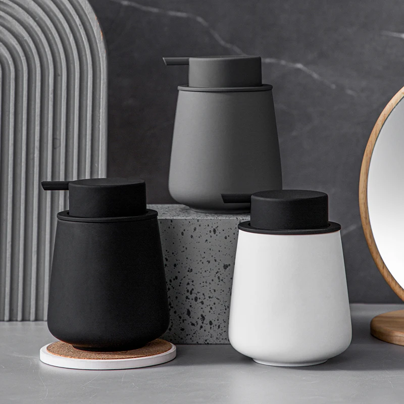 New Arrival Bathroom Kitchen Shampoo Bottle With Pump Ceramic Liquid Soap Lotion Dispenser