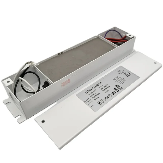ETL 120-277vac acdc 0-10V dimmable PF0.6 free flicker no strobe IP54 junction box 40W 24V led driver power supply