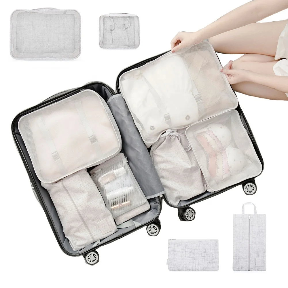 Wholesale 7 Pieces Waterproof Luggage Travel Storage Bag Organizer Packing Cube Set