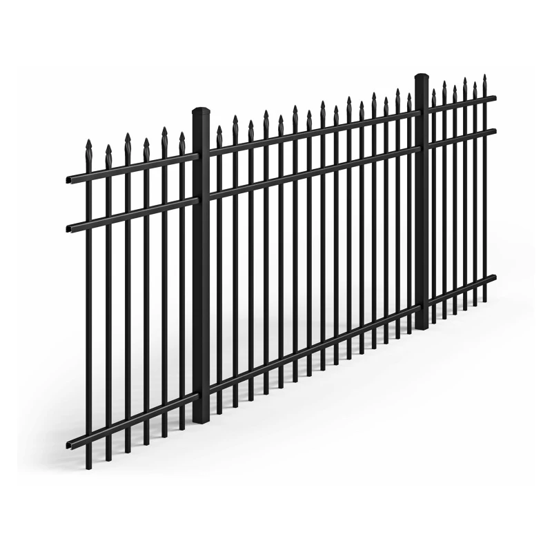 Hot Sale High Quality Black Powder Coated Welded Flat Top Tubular Steel Security Fencing