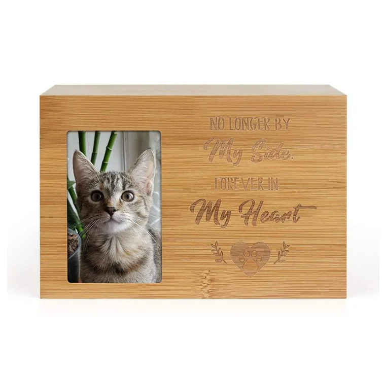 New Arrival Custom Animal Cremation Urns Box Cat Dog Body Funeral Bamboo Casket For Pet Lovers