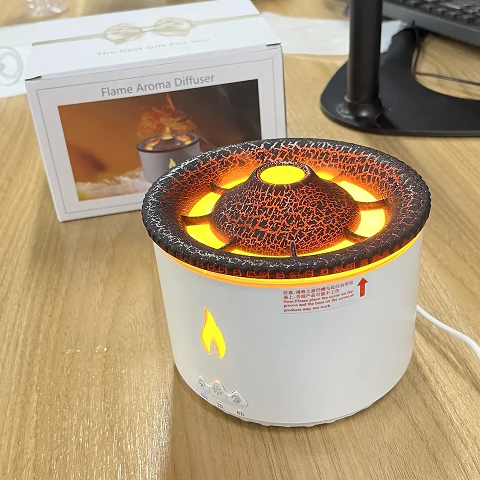 New 3d Fire Usb Humidifier Essential Oil 230ml Flame Aroma Diffuser Portable Air Humidifier With Simulation Flame Night Lig