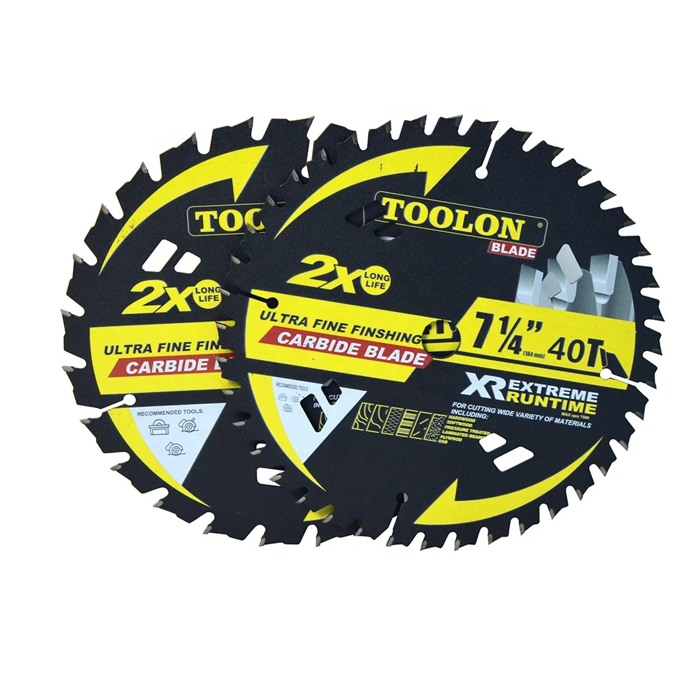 TOOLON High Quality 7-1/4 Inch TCT Circular Saw Blade 24 Teeth Tungsten Carbide Tipped Cutting Blade For Wood