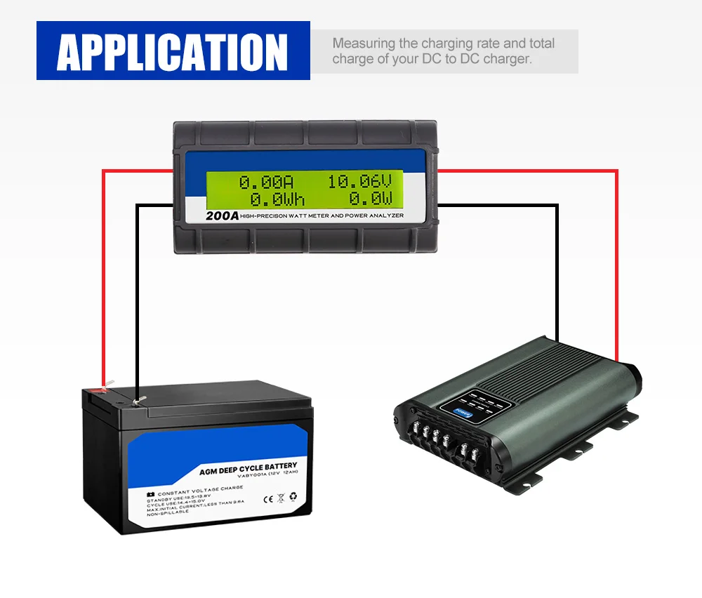 200 А 60 в RV Solar 12 В DC Smart Digital Volt Watt