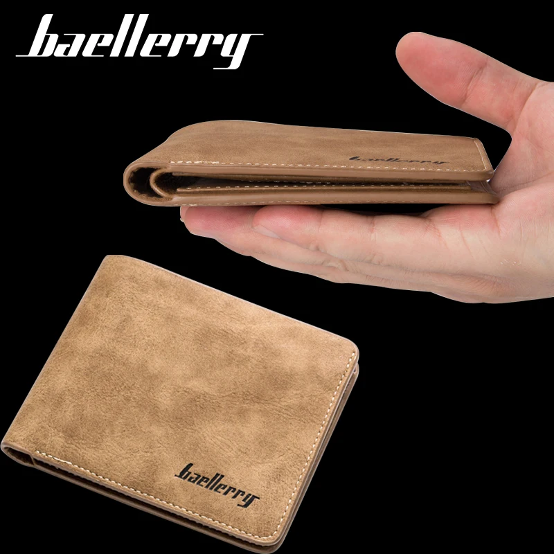 wholesale Baellerry private label leather wallets carteras de hombre vintage short travel wallet slim card holder wallets leather men