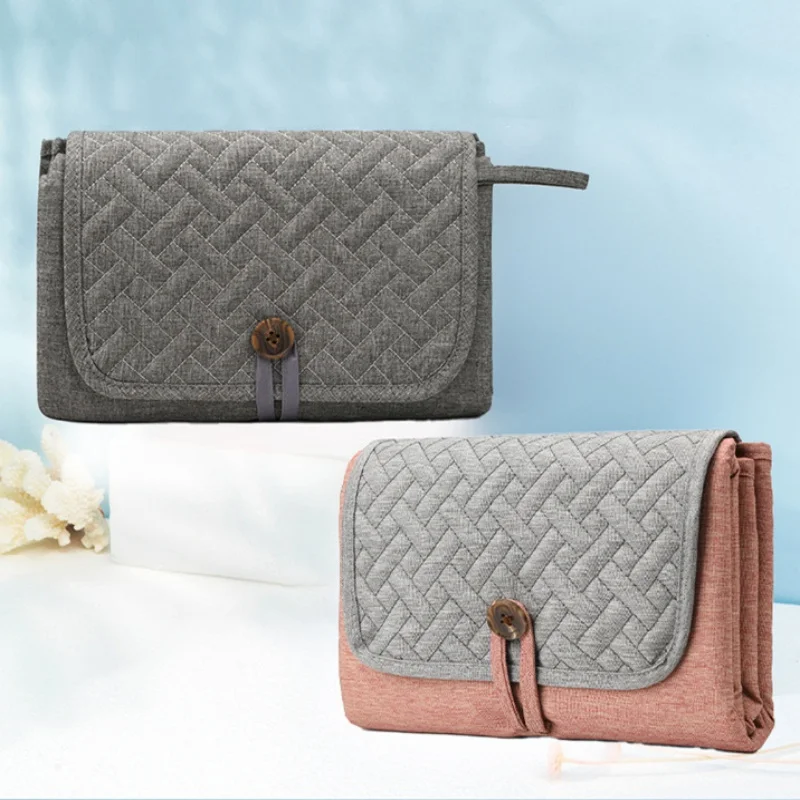 Infant Changing Diaper Waterproof Pad Quilted Easy-to-Wipe Baby Changing Mat with Diaper Storage Mommy Bag