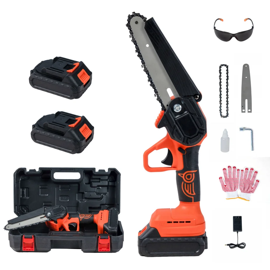 OEM 21V Bird Style Cordless Mini Electric Chainsaw 6-Inch Hand Chain Saw Corrosion-Resistant 185mm Steel Plastic Blade DIY