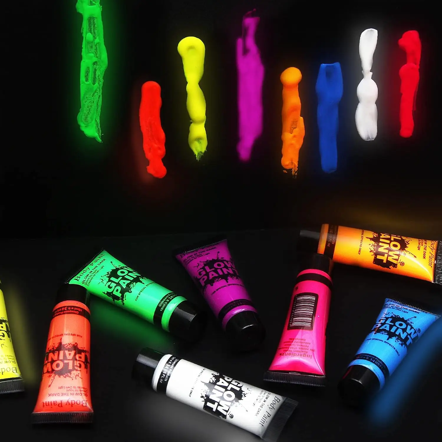 Glow in the UV Blacklight Neon Face Paint Kit Water-Based Fluorescent Body Painting Supplies