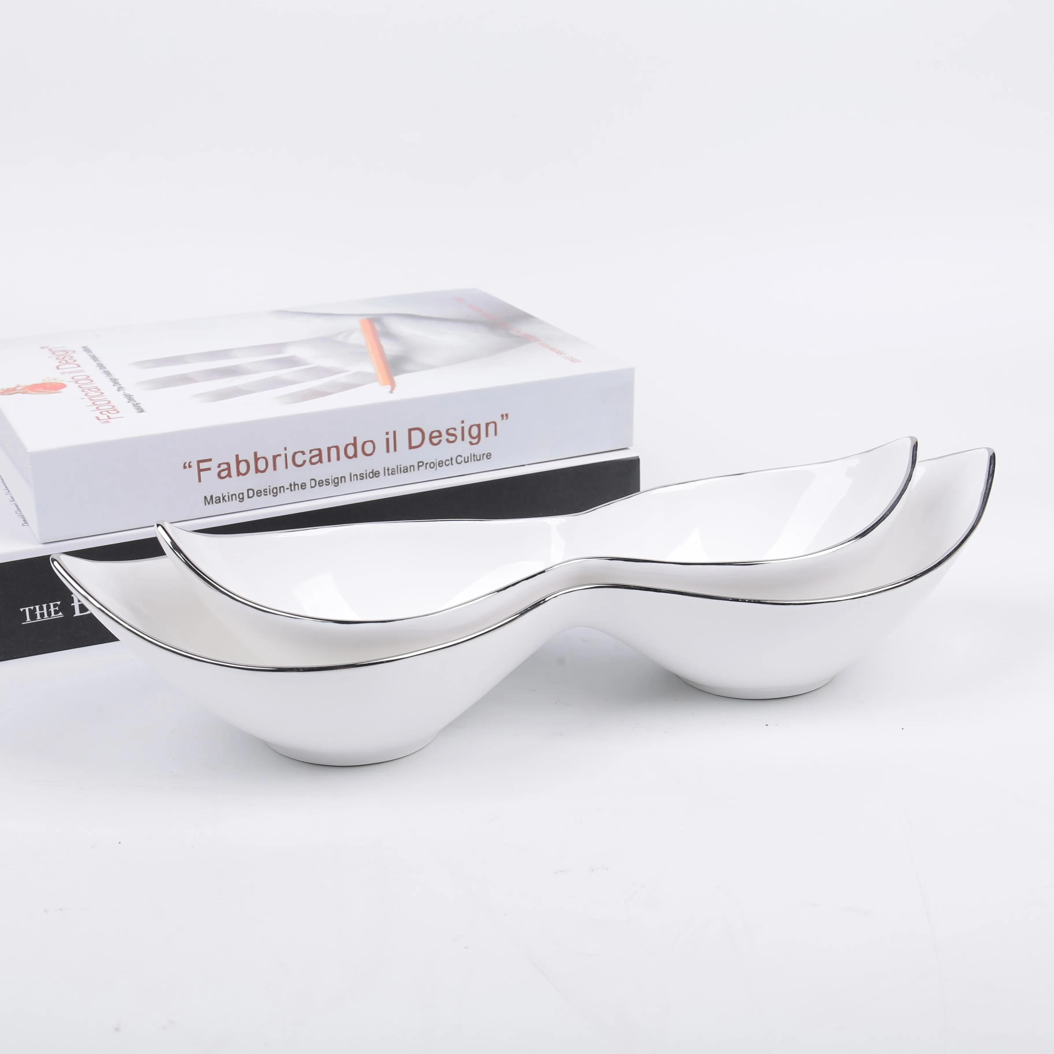Modern Style Restaurant Hotel Kitchen Tableware Wedding Ceramic Serving Dried Fruit Sauce Separator Plates