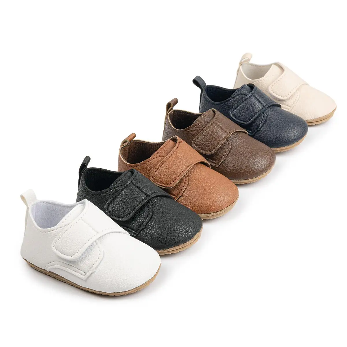 Unisex Infant Outdoor Casual Baby Shoes Customizable Logo Low MOQ Wedding Party Dress PU Leather Rubber Soft Sole Light EVA