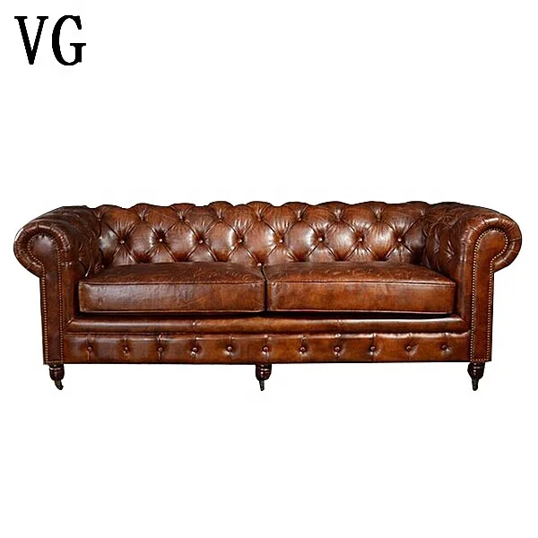 Antique French country style  high quality leather sofa luxury french sofa set