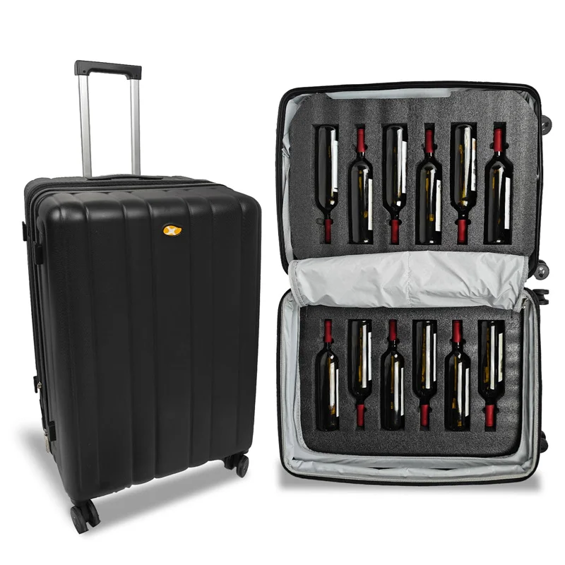 New Arrivals Universal Airplane Suitcase Holds 12 Standard 750 ML Size Bottles Wine Luggage Case For Wine Lovers & Connoisseurs