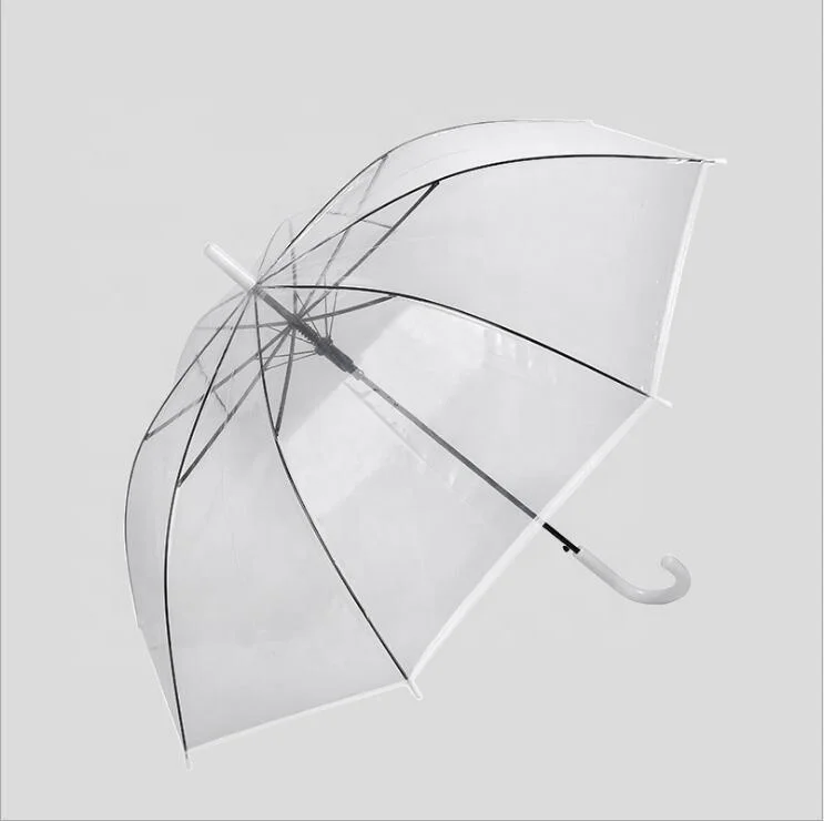 Cheap Plastic Gift Umbrella Custom Auto Open Straight Transparent Umbrella