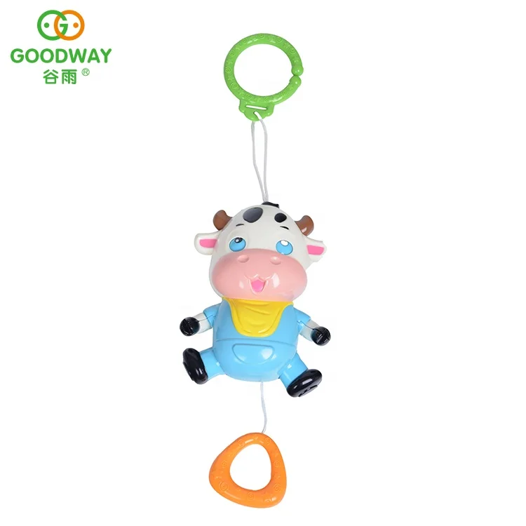 
Abs Material Cute Musical Animal Pulling Cow Funny Baby Bell Bed Stroller Hanging 