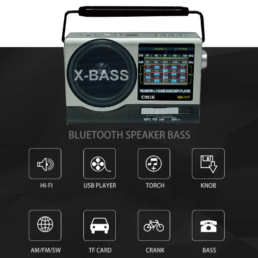 cmik mk-717bt Factory direct old vintage radyo with torch usb tf music am fm sw 9 bands portable radio for home use