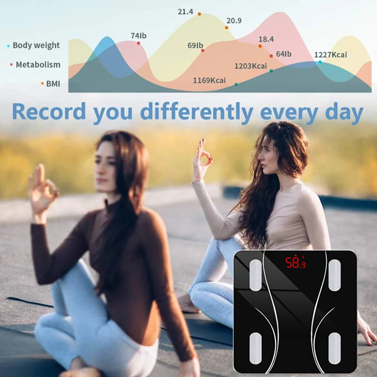 High Quality Glass bathroom Electronic Digital Body Fat Scale Smart BMI Personal Weighing Body Fat Weight Scale