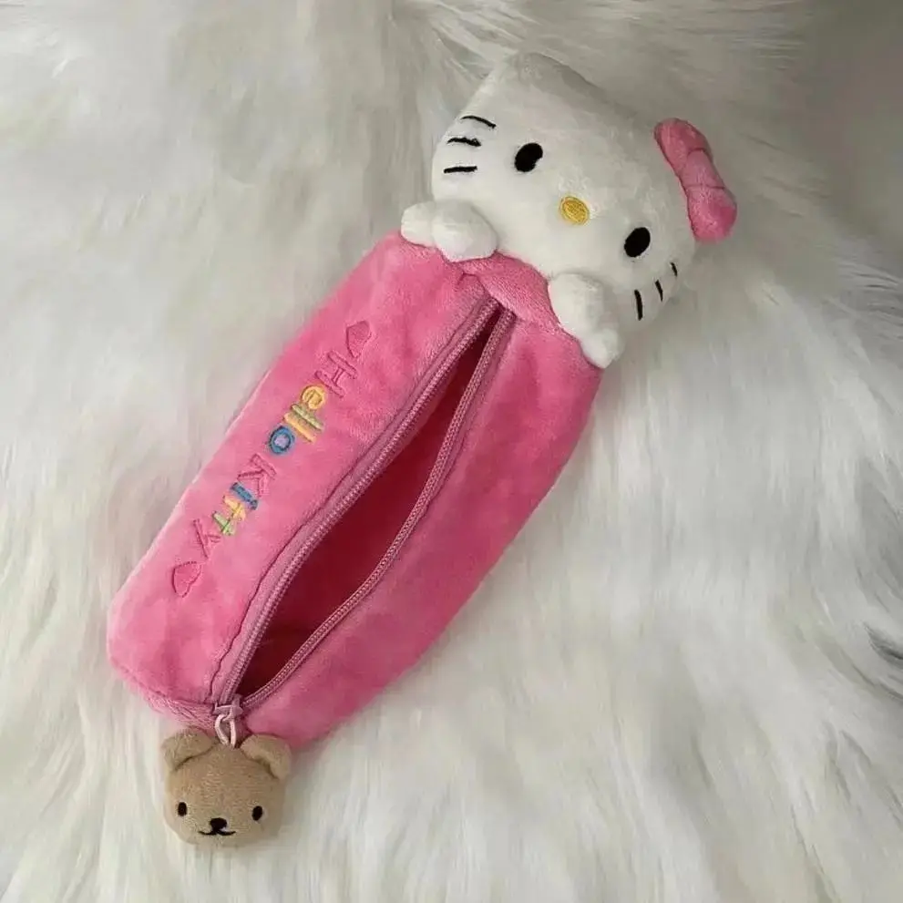 New Wallet Hello KT Cartoon Kuromi Cute Student Girl Birthday Party Gift Kitty Plush Pencil Case Bag Stationery