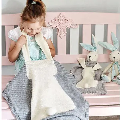 Comforter Warm Cute Knitted Newborn Baby Blankets Big Rabbit Ear Blanket Swaddle Bath Towel Toddler Bedding Blankets For Kids