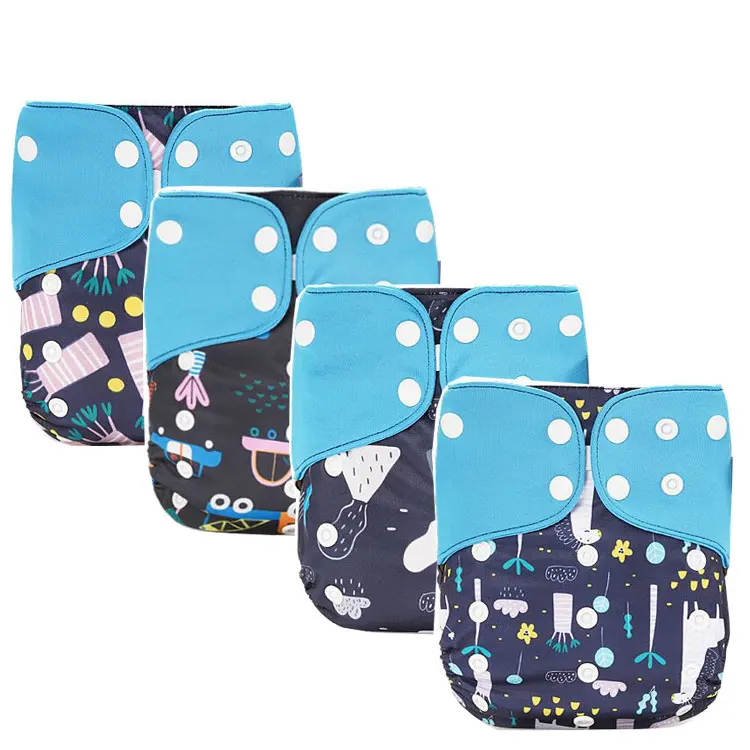 Happy flute High Quality Washable Baby Diapers Reusable Cloth Diaper nappy All in one comfort printed diaper Free Sample