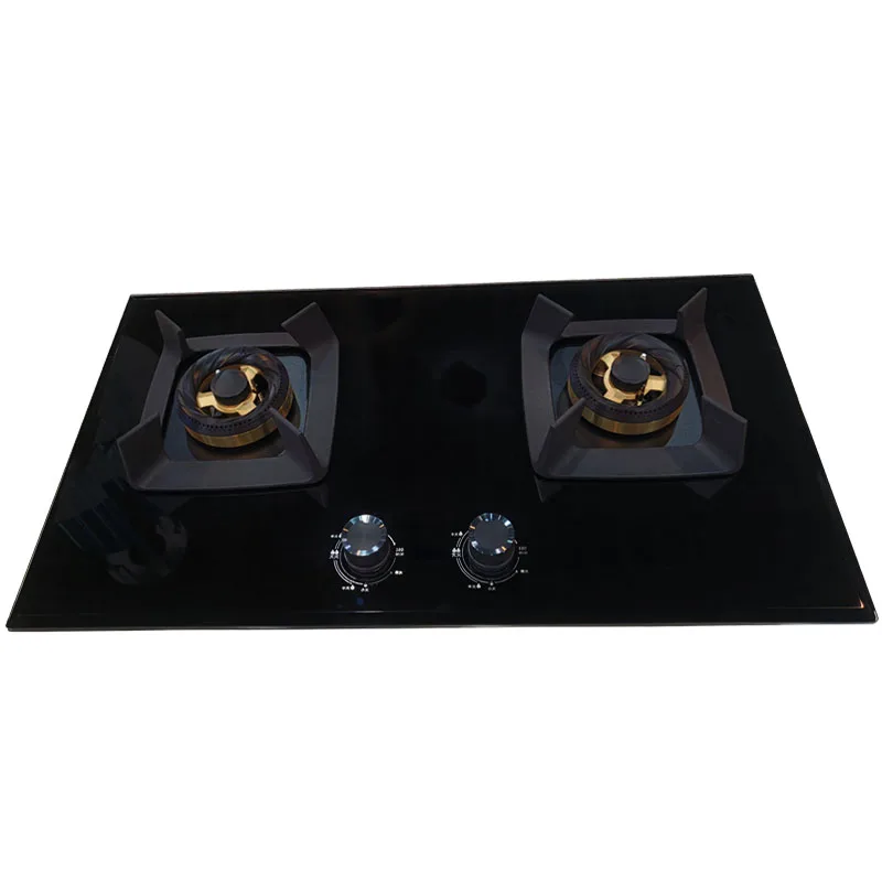 2 zone Tempered glass AC ignition optional with safety device NG LPG Built in Gas hob gas cooker top