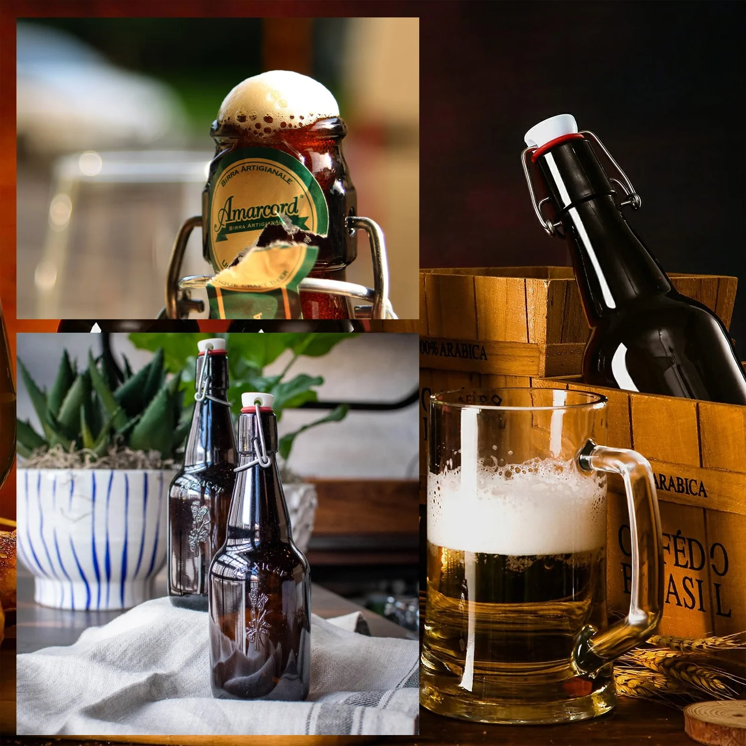 330Ml 500Ml 640Ml 1000Ml 12 oz Longneck Amber Beer Bottles